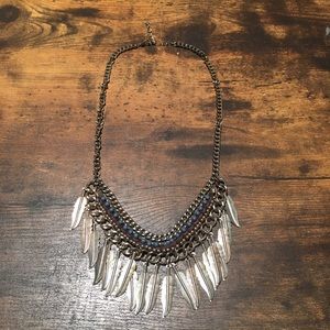 Gold & Turquoise Feather Necklace